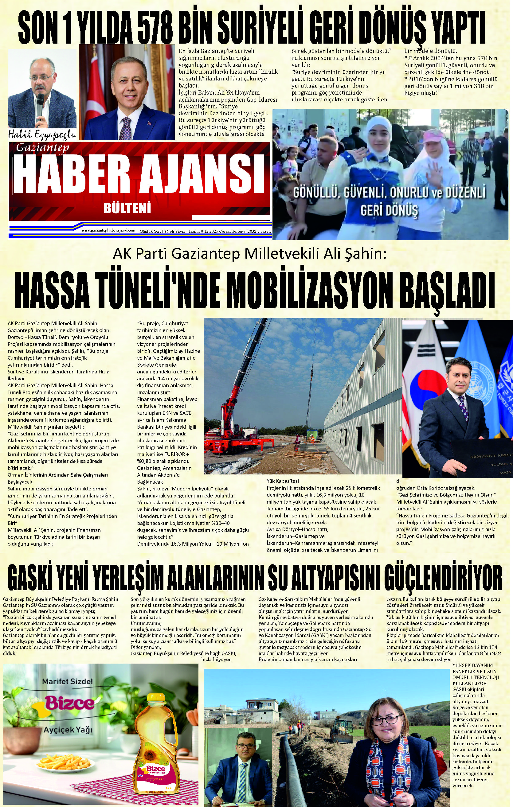 Gaziantep Haber Ajansı Bülteni Çarşamba  10.12.2025 e gazete