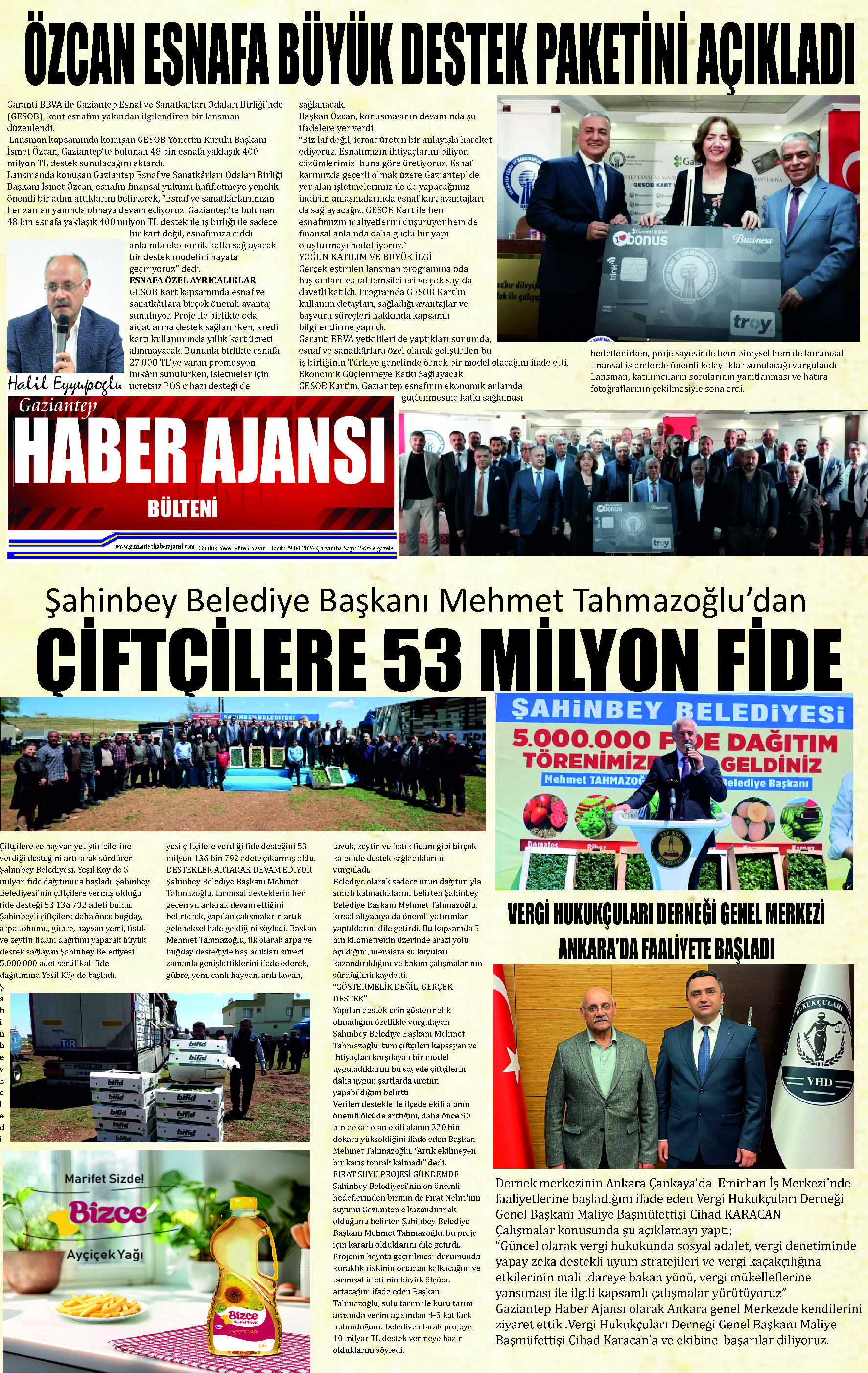 Gaziantep Haber Ajansı Bülteni Çarşamba 29.04.2026 e gazete