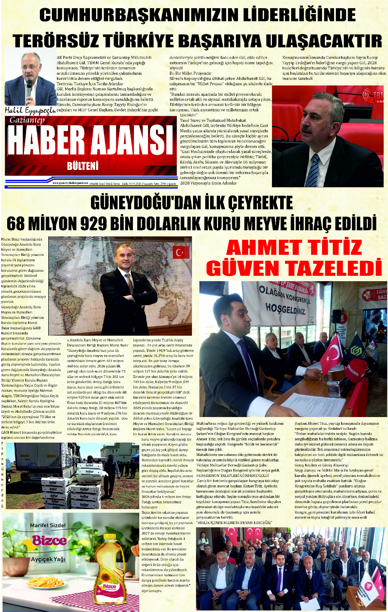 Gaziantep Haber Ajansı Bülteni Perşembe 30.04.2026 e gazete