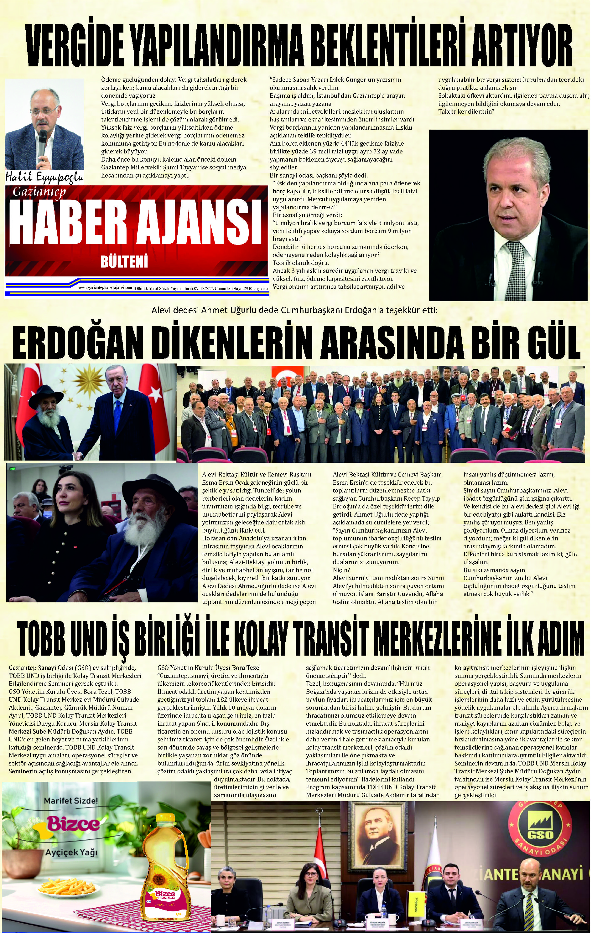 Gaziantep Haber Ajansı Bülteni Cumartesi 09.05.2026 e gazete