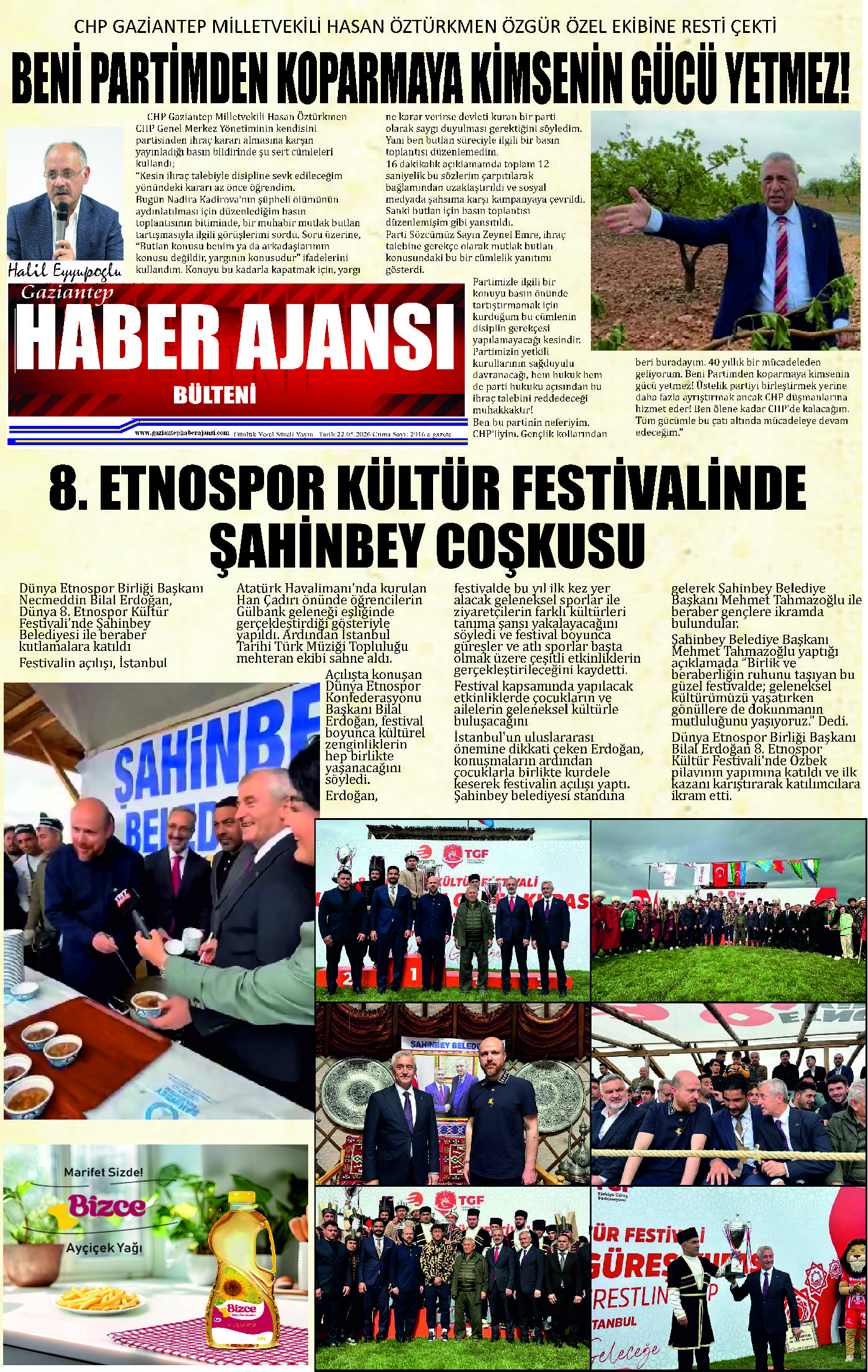 Gaziantep Haber Ajansı Bülteni Cuma 22.05.2025 e gazete