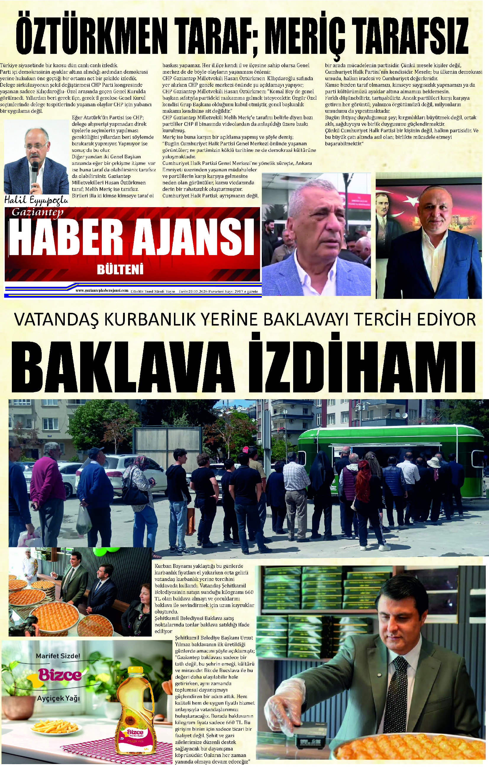 Gaziantep Haber Ajansı Bülteni Pazartesi 25.05.2025 e gazete