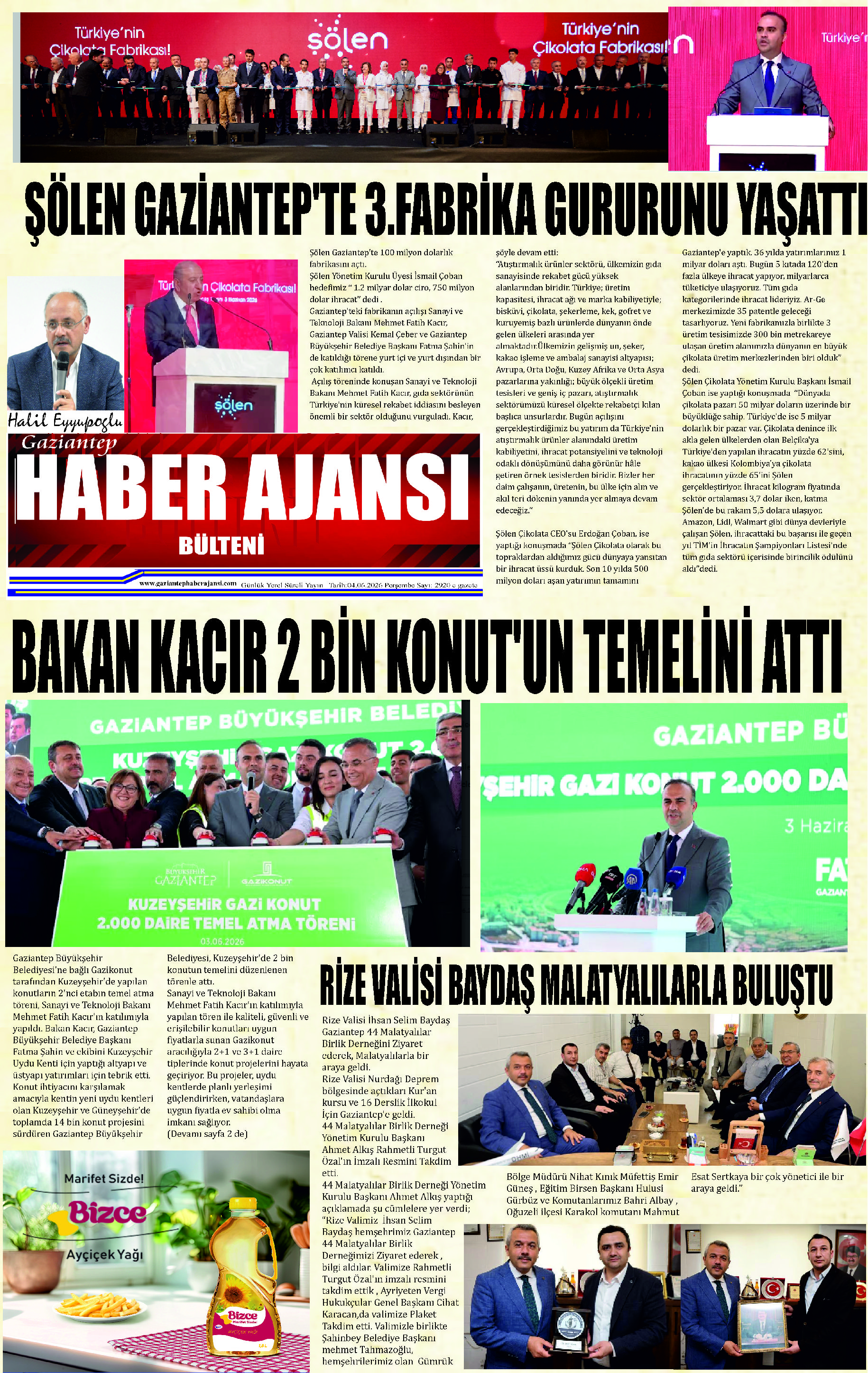 Gaziantep Haber Ajansı Bülteni Çarşamba 04.06.2025 e gazete