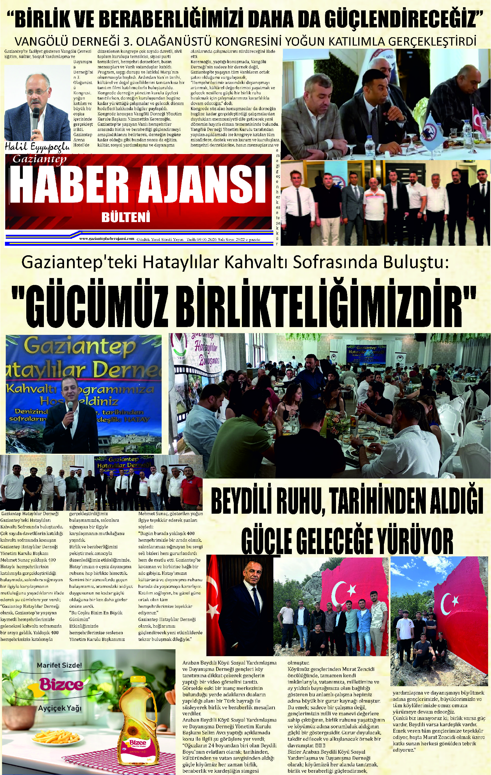 Gaziantep Haber Ajansı Bülteni Salı 09.06.2025 e gazete