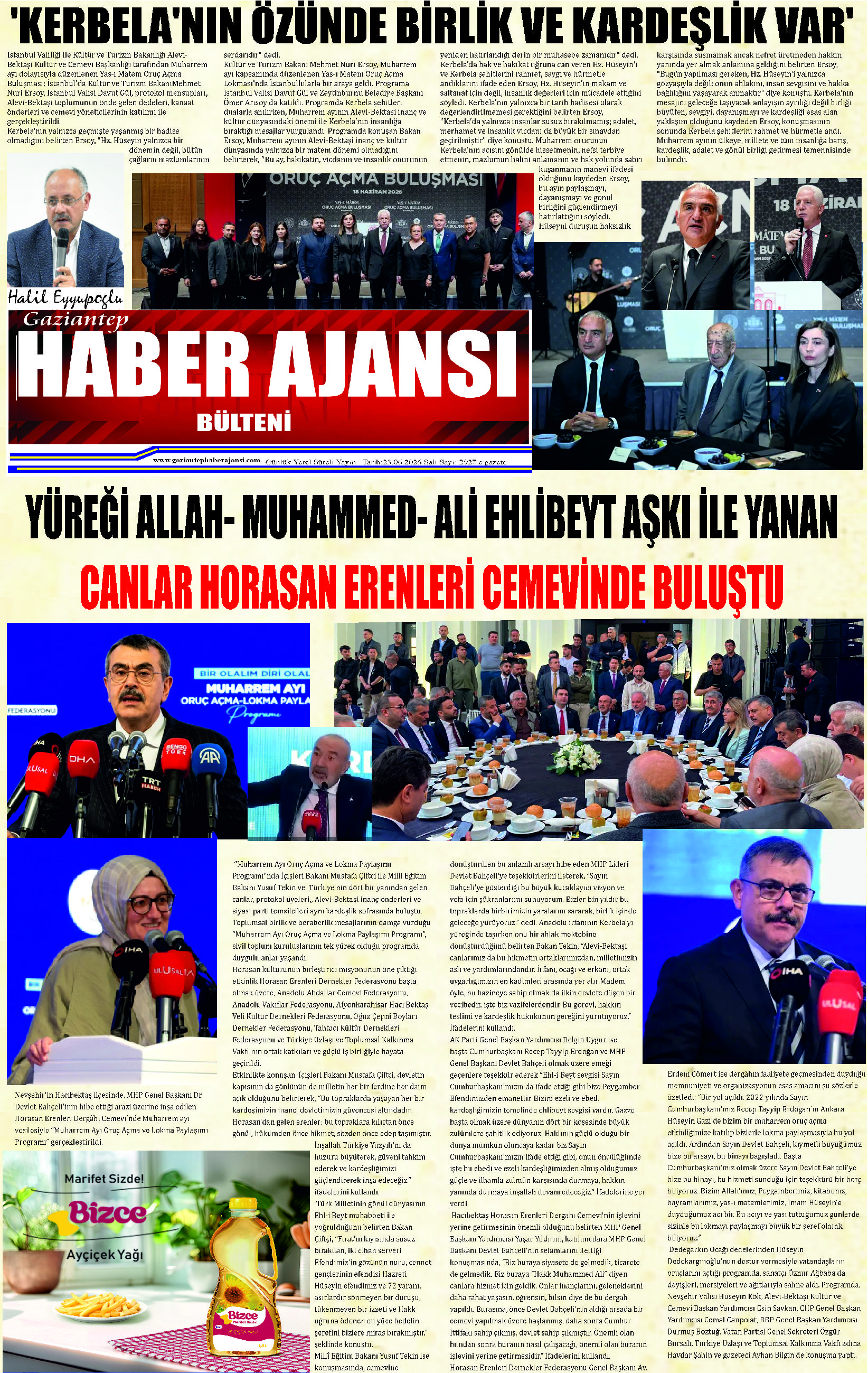 Gaziantep Haber Ajansı Bülteni Salı 23.06.2026 e gazete