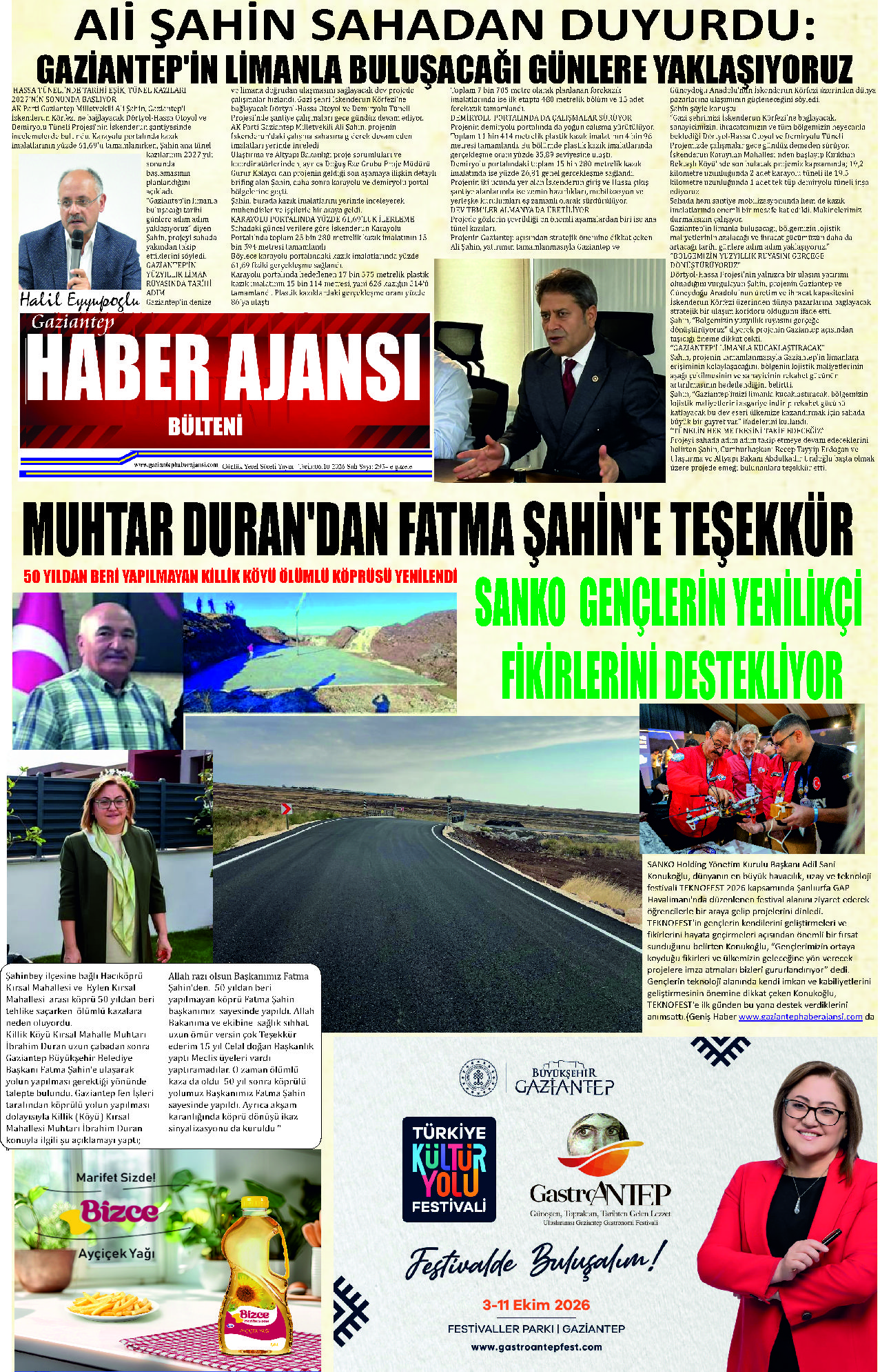 Gaziantep Haber Ajansı Bülteni Salı 06.10.2026 e gazete