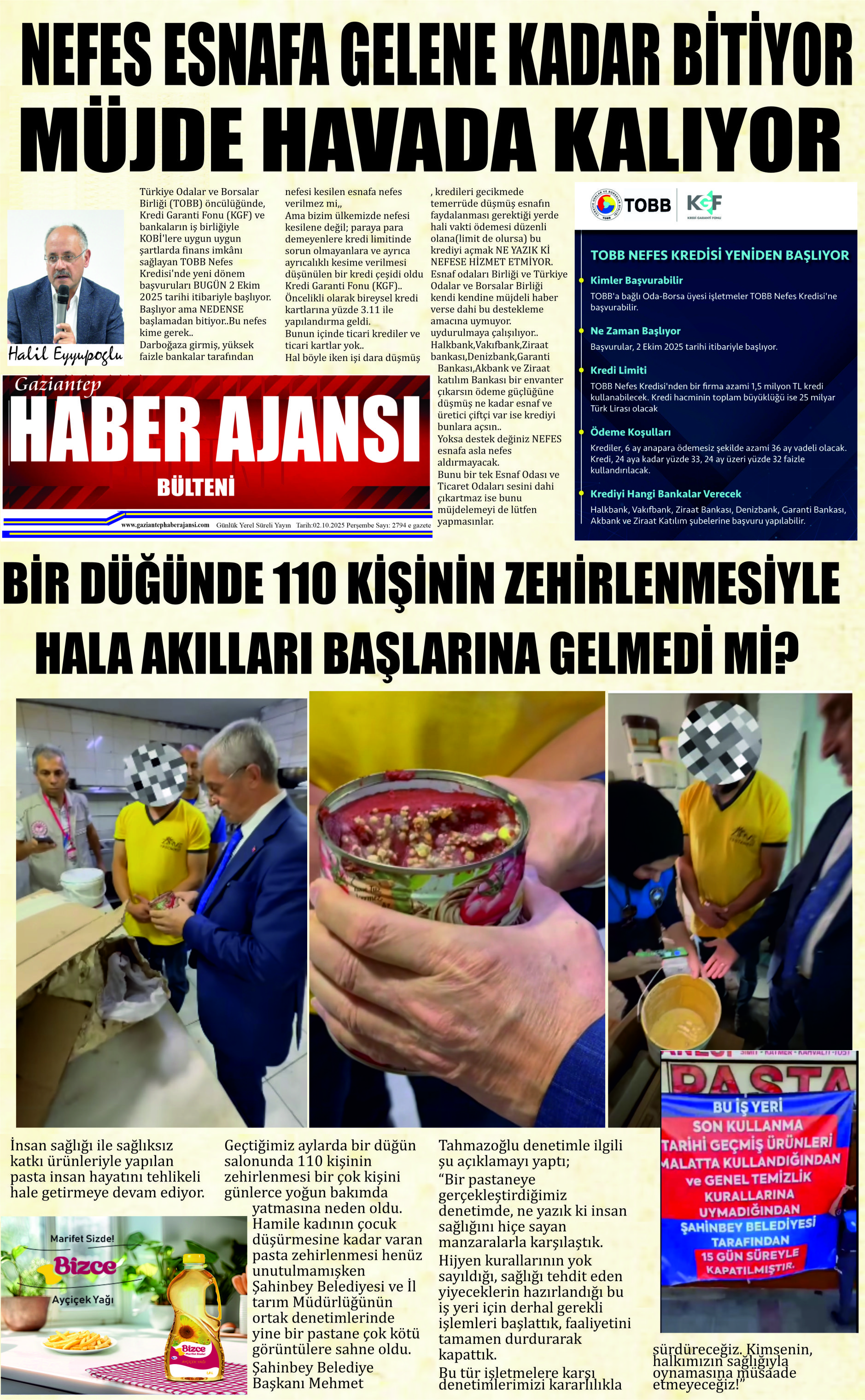 Gaziantep Haber Ajansı Bülteni Perşembe 02.10.2025 e gazete