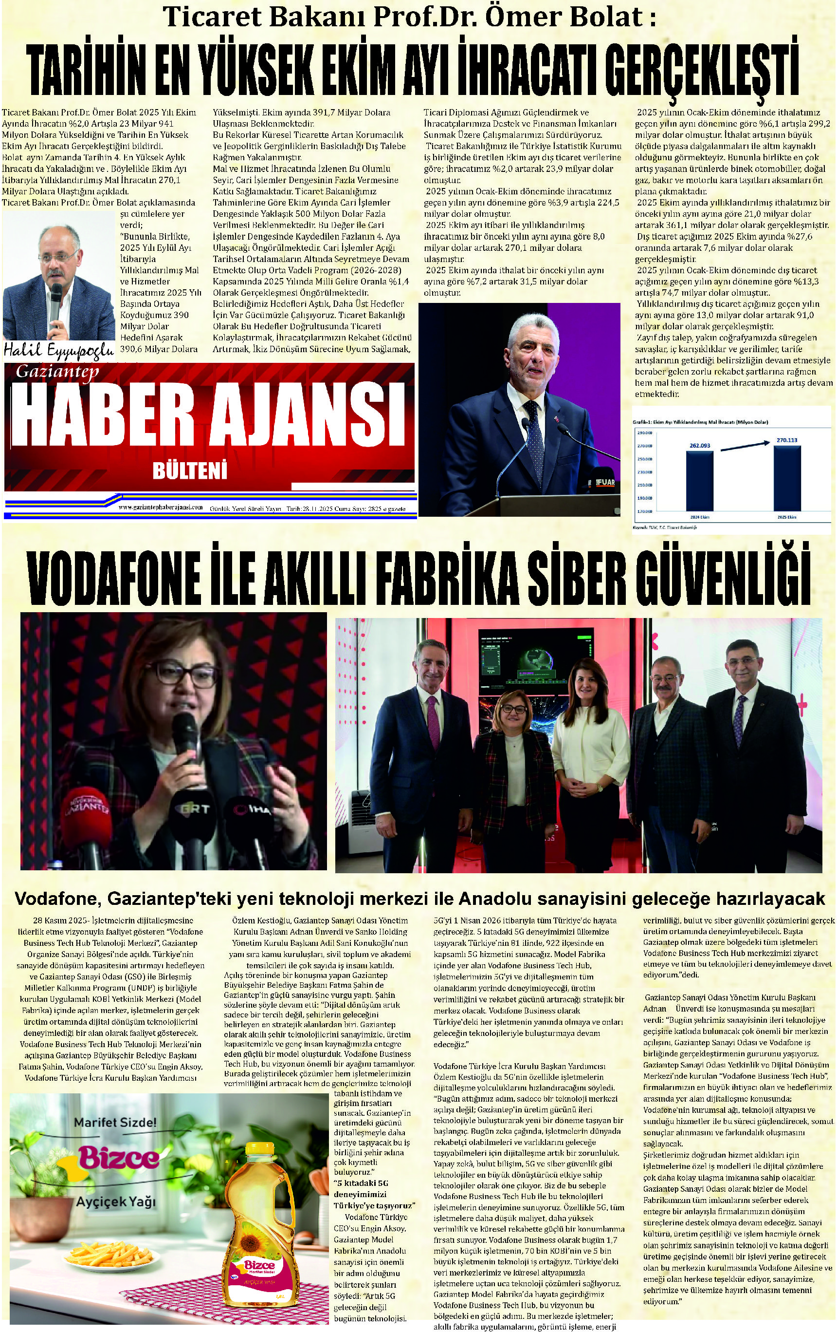 Gaziantep Haber Ajansı Bülteni Perşembe  28.11.2025 e gazete