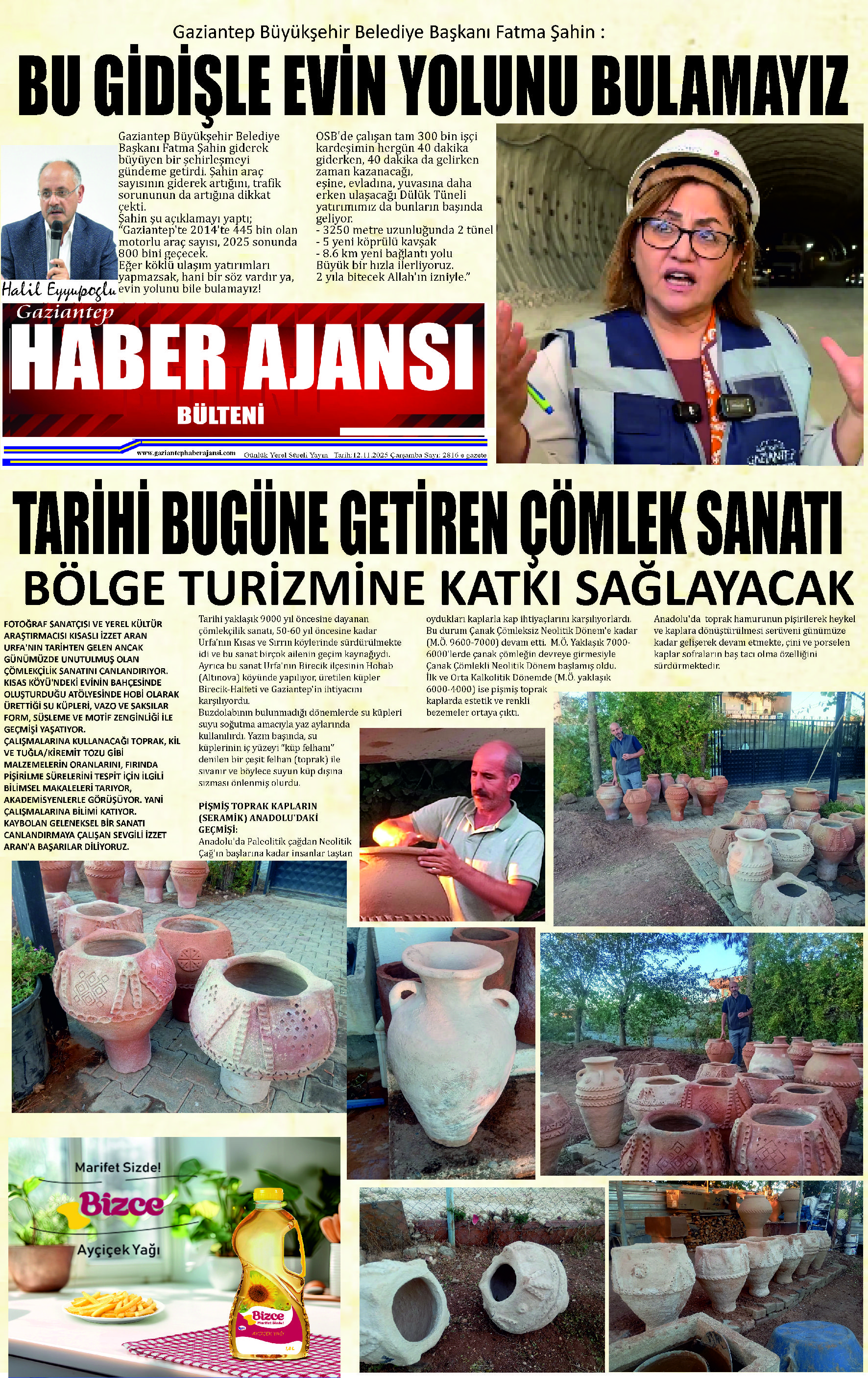Gaziantep Haber Ajansı Bülteni Çarşamba  12.11.2025 e gazete