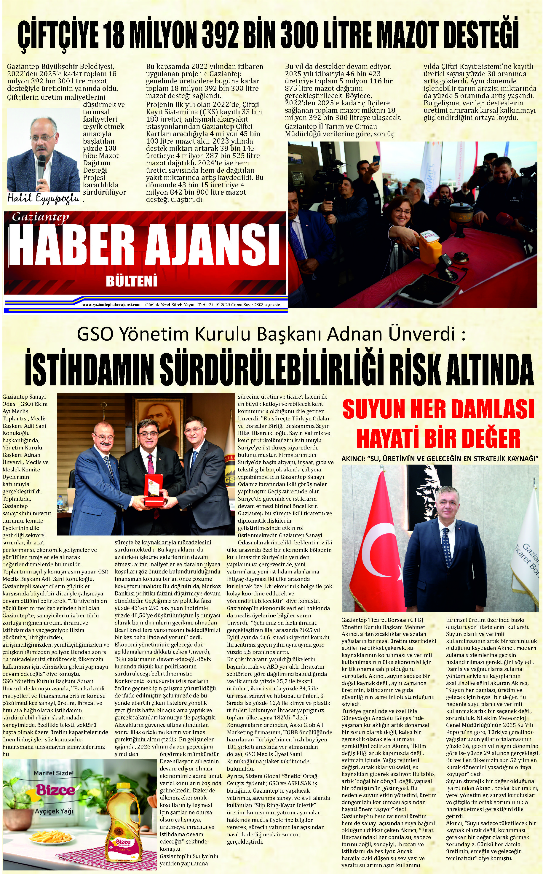 Gaziantep Haber Ajansı Bülteni Cuma 24.10.2025 e gazete