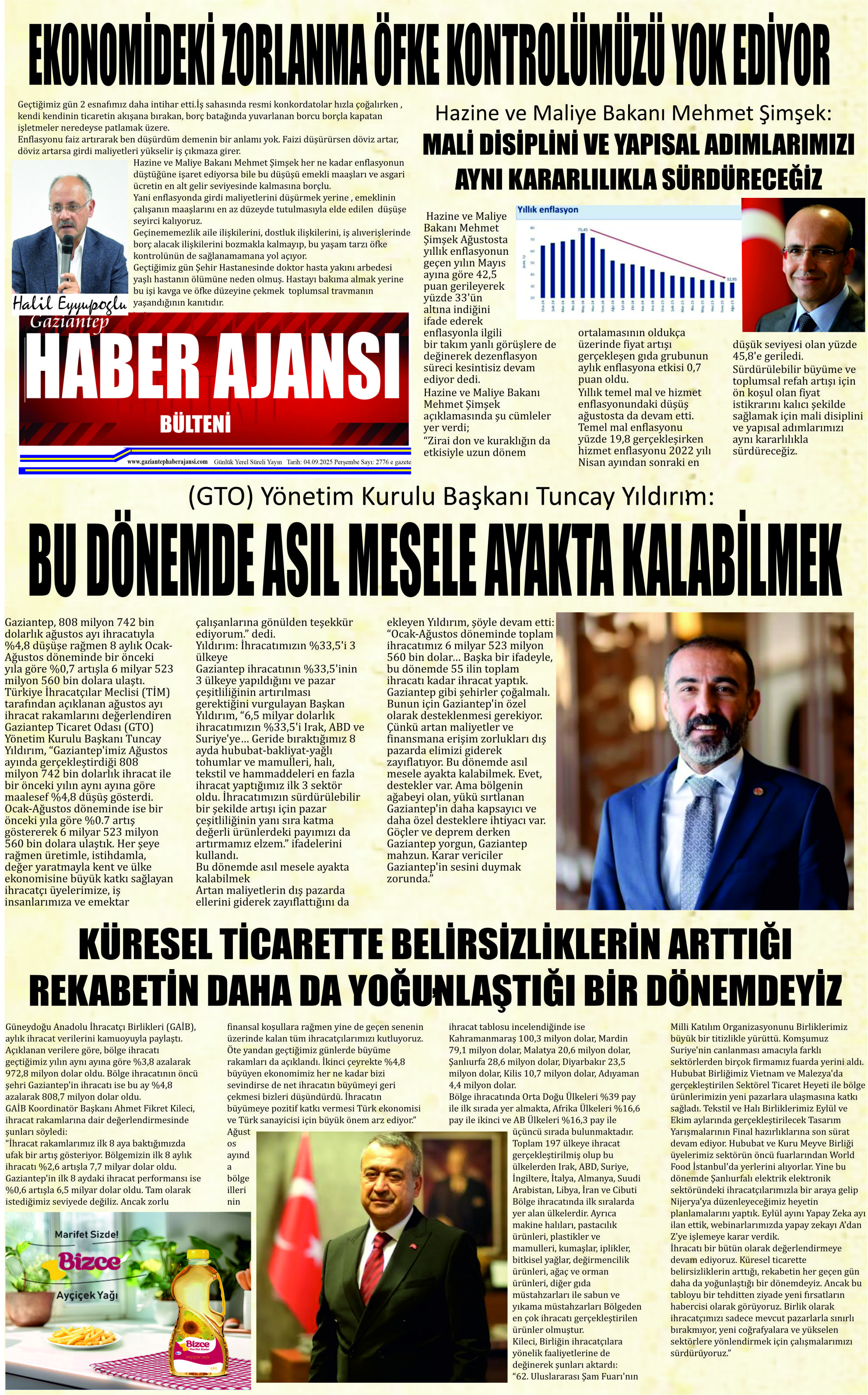 Gaziantep Haber Ajansı Bülteni Perşembe 04.09.2025 e gazete