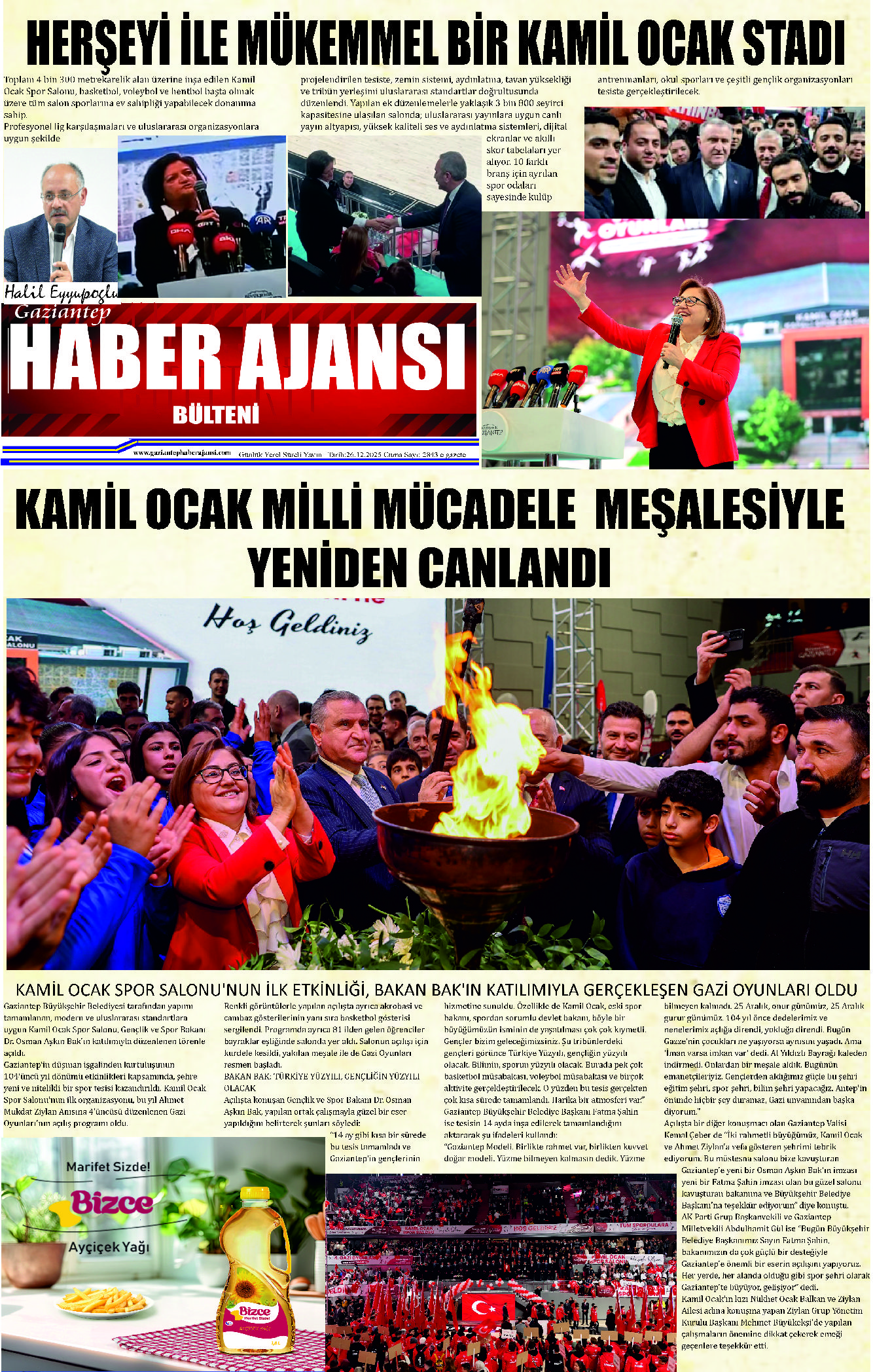 Gaziantep Haber Ajansı Bülteni Cuma 26.12.2025 e gazete