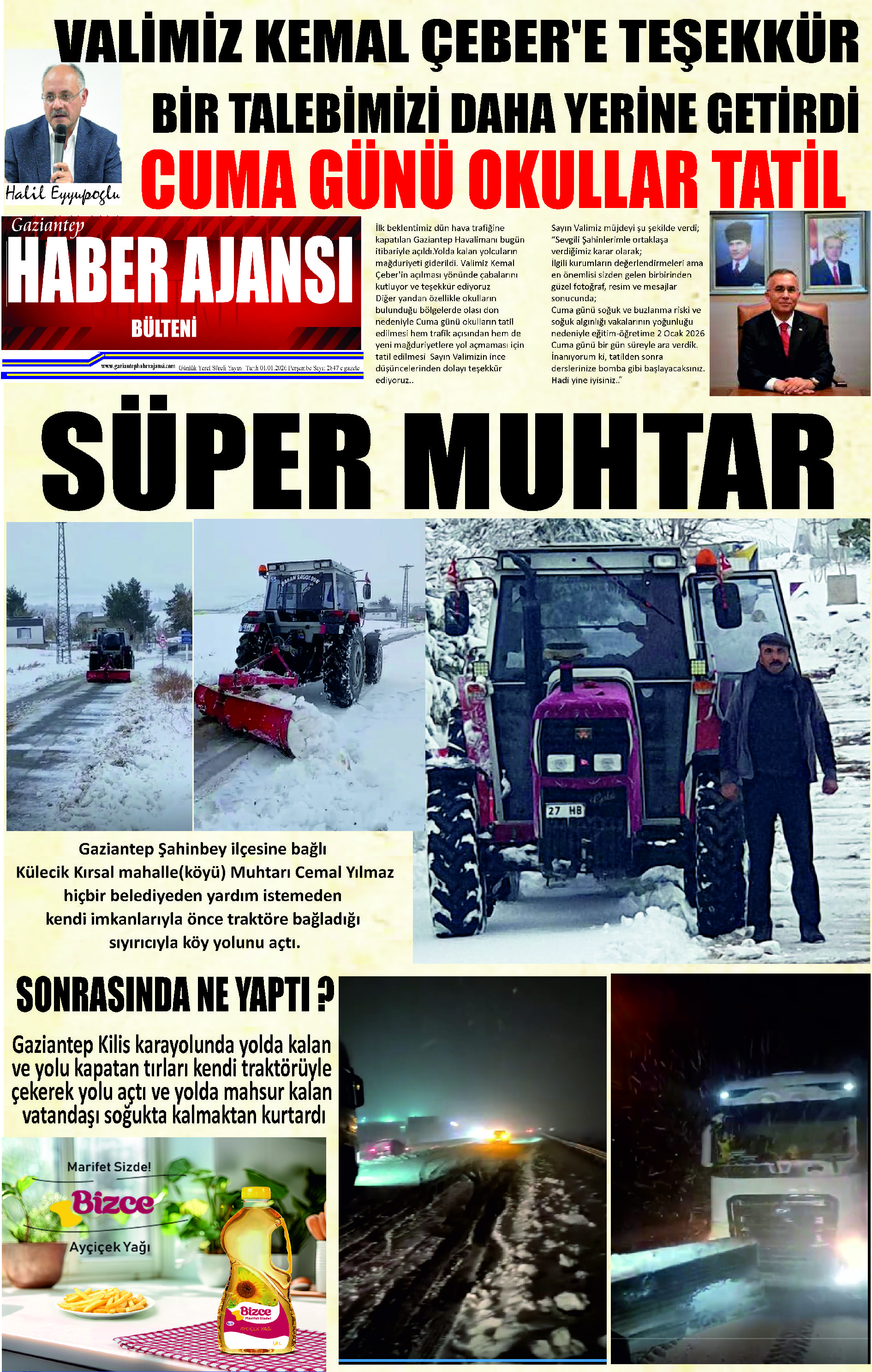 Gaziantep Haber Ajansı Bülteni Perşembe 01.01.2026 e gazete