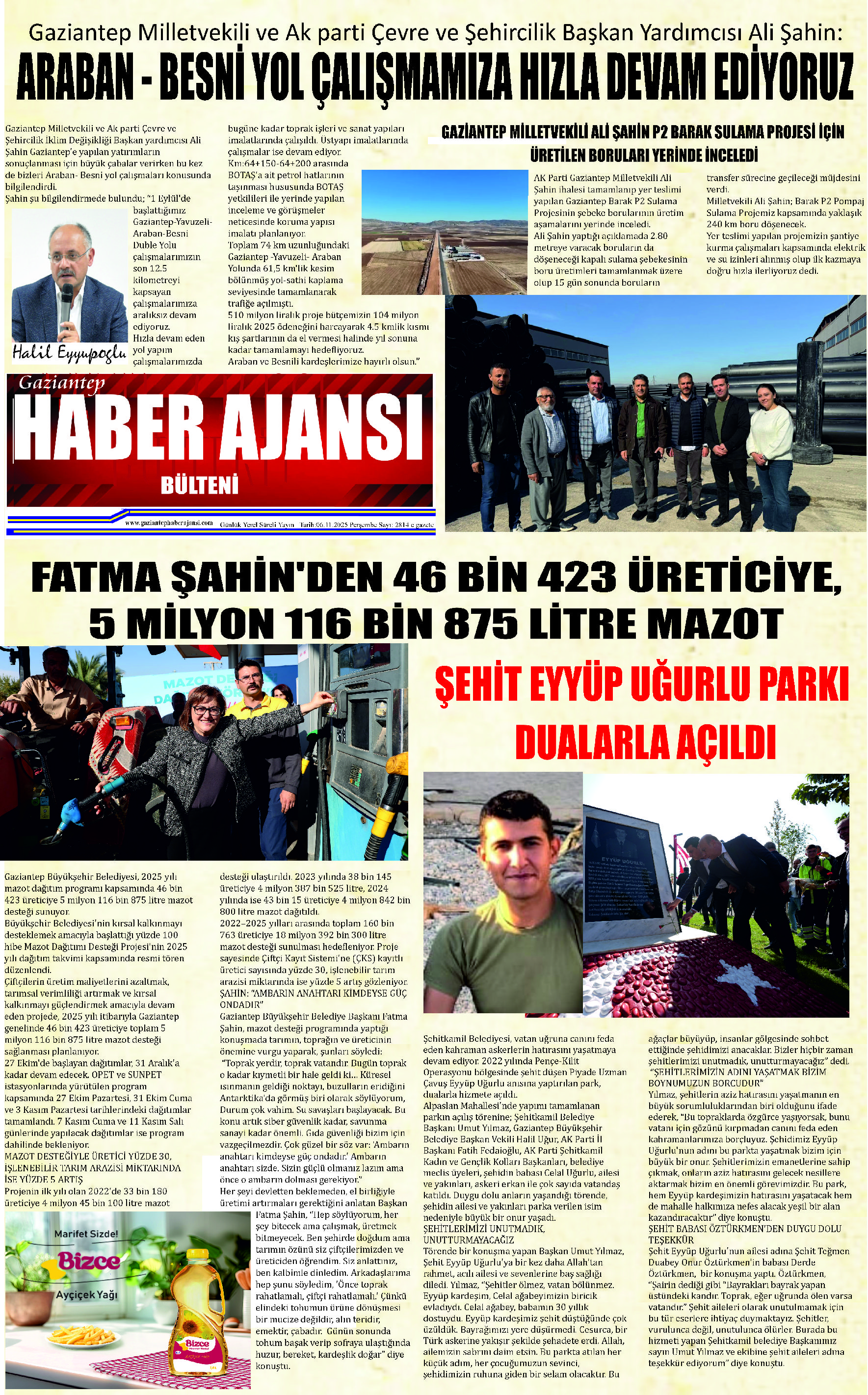 Gaziantep Haber Ajansı Bülteni Perşembe  06.11.2025 e gazete