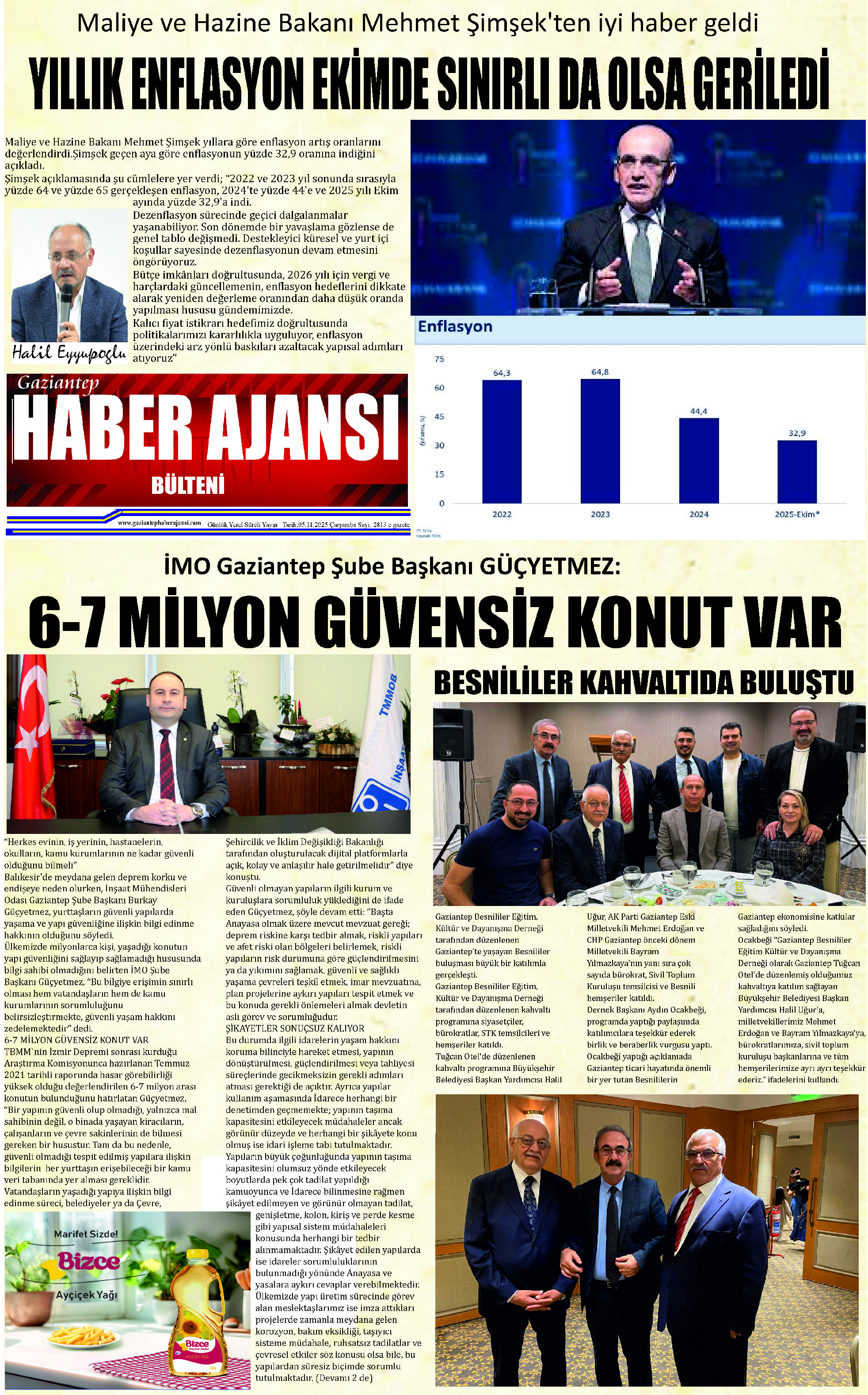 Gaziantep Haber Ajansı Bülteni Çarşamba  05.11.2025 e gazete