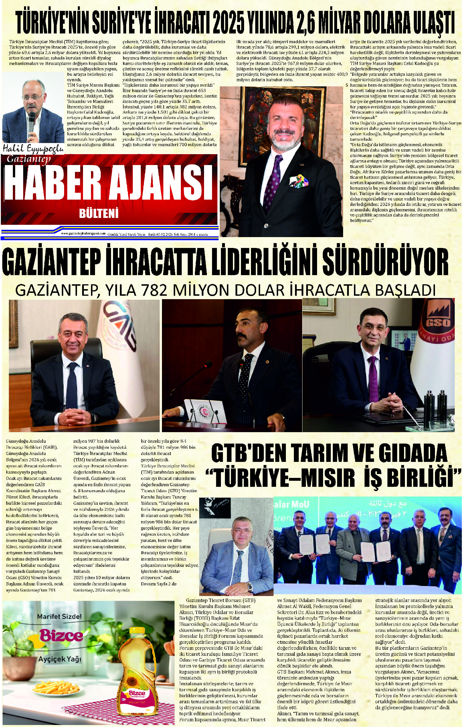 Gaziantep Haber Ajansı Bülteni Salı 03.02.2026 e gazete