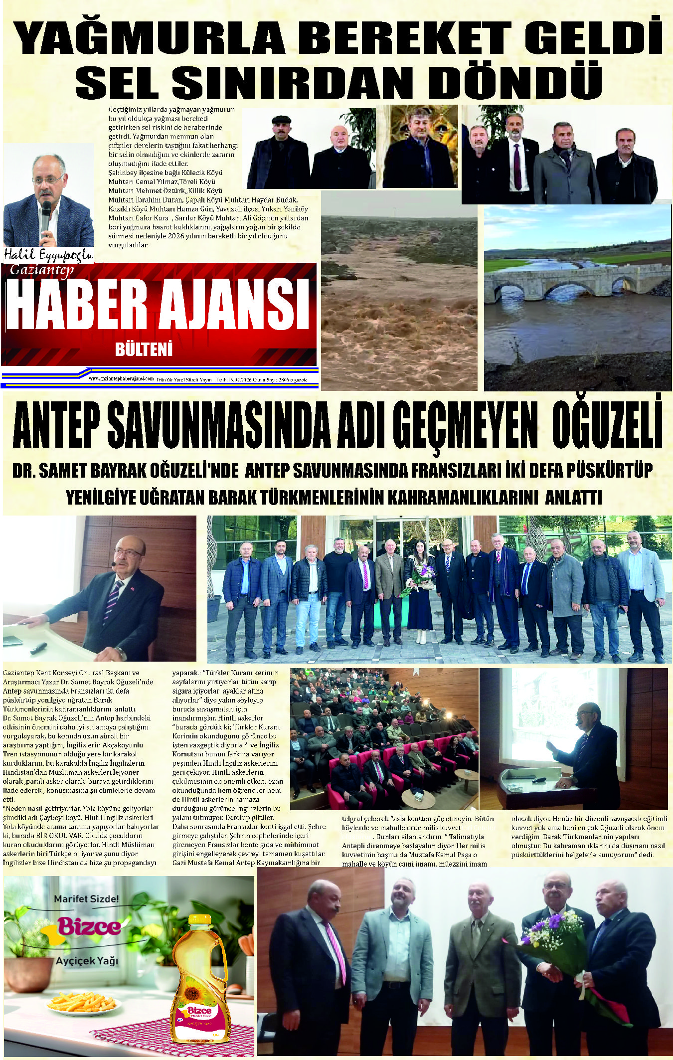 Gaziantep Haber Ajansı Bülteni Cuma 13.02.2026 e gazete
