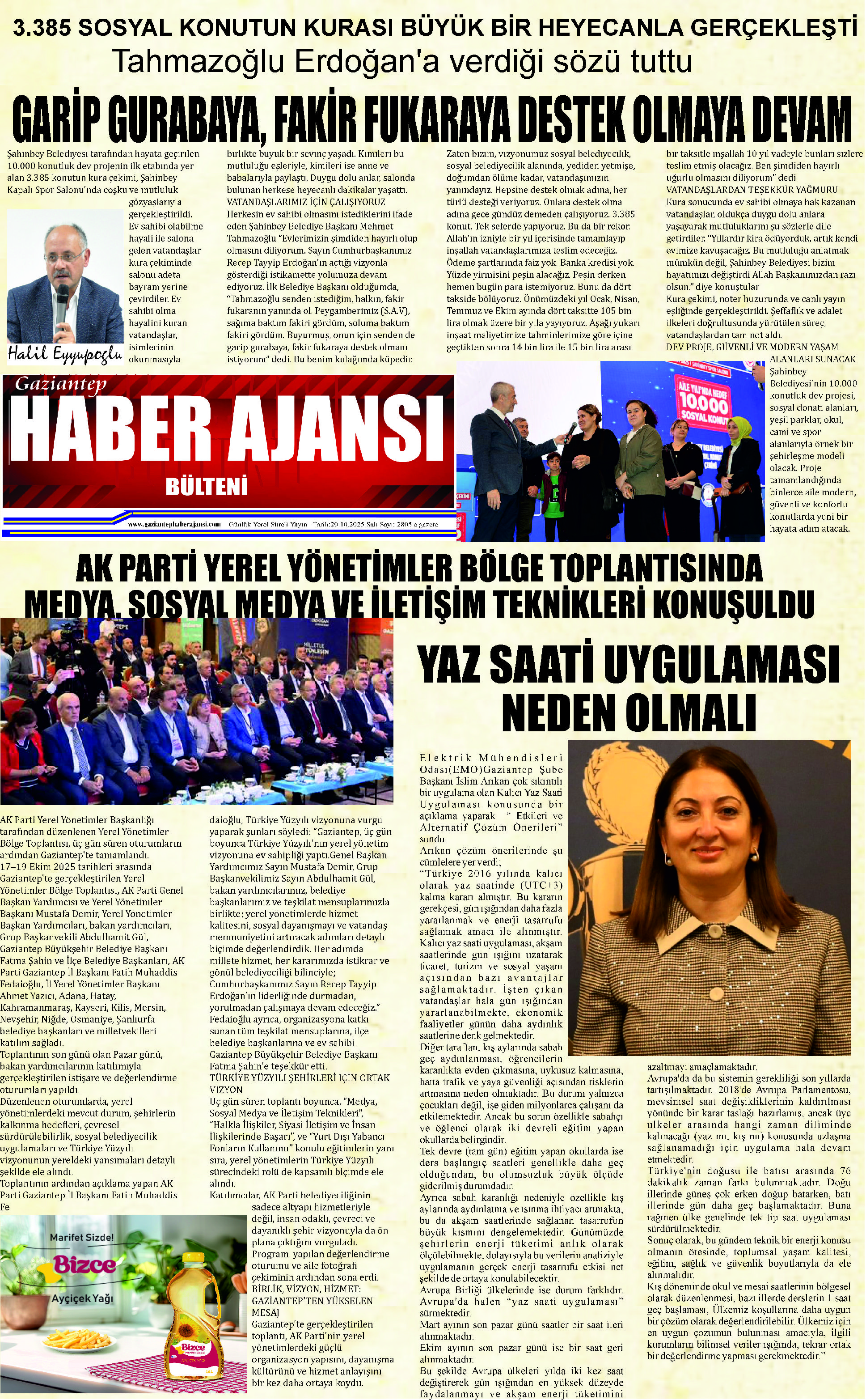 Gaziantep Haber Ajansı Bülteni Salı 21.10.2025 e gazete