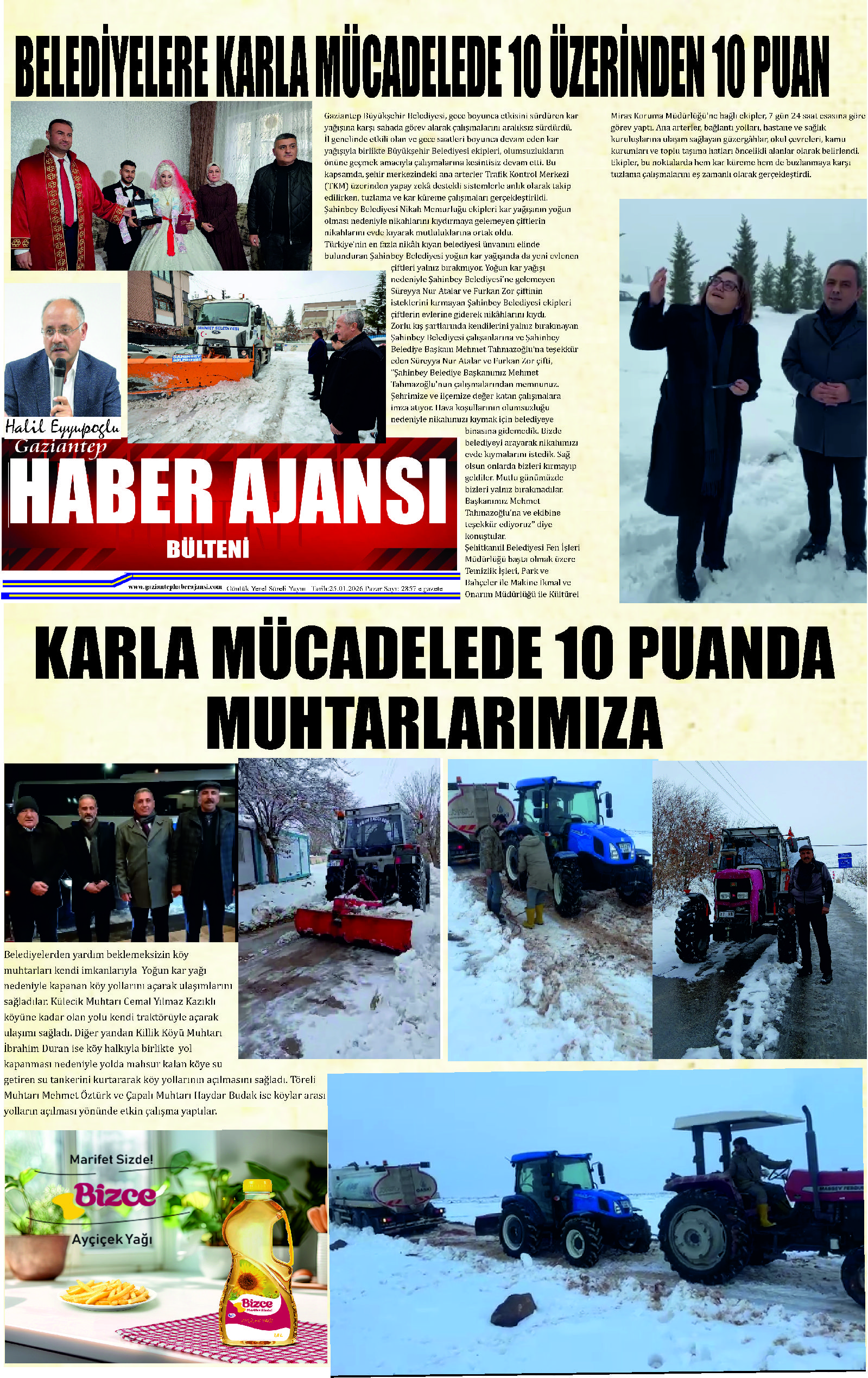 Gaziantep Haber Ajansı Bülteni Pazar 25.01.2026 e gazete