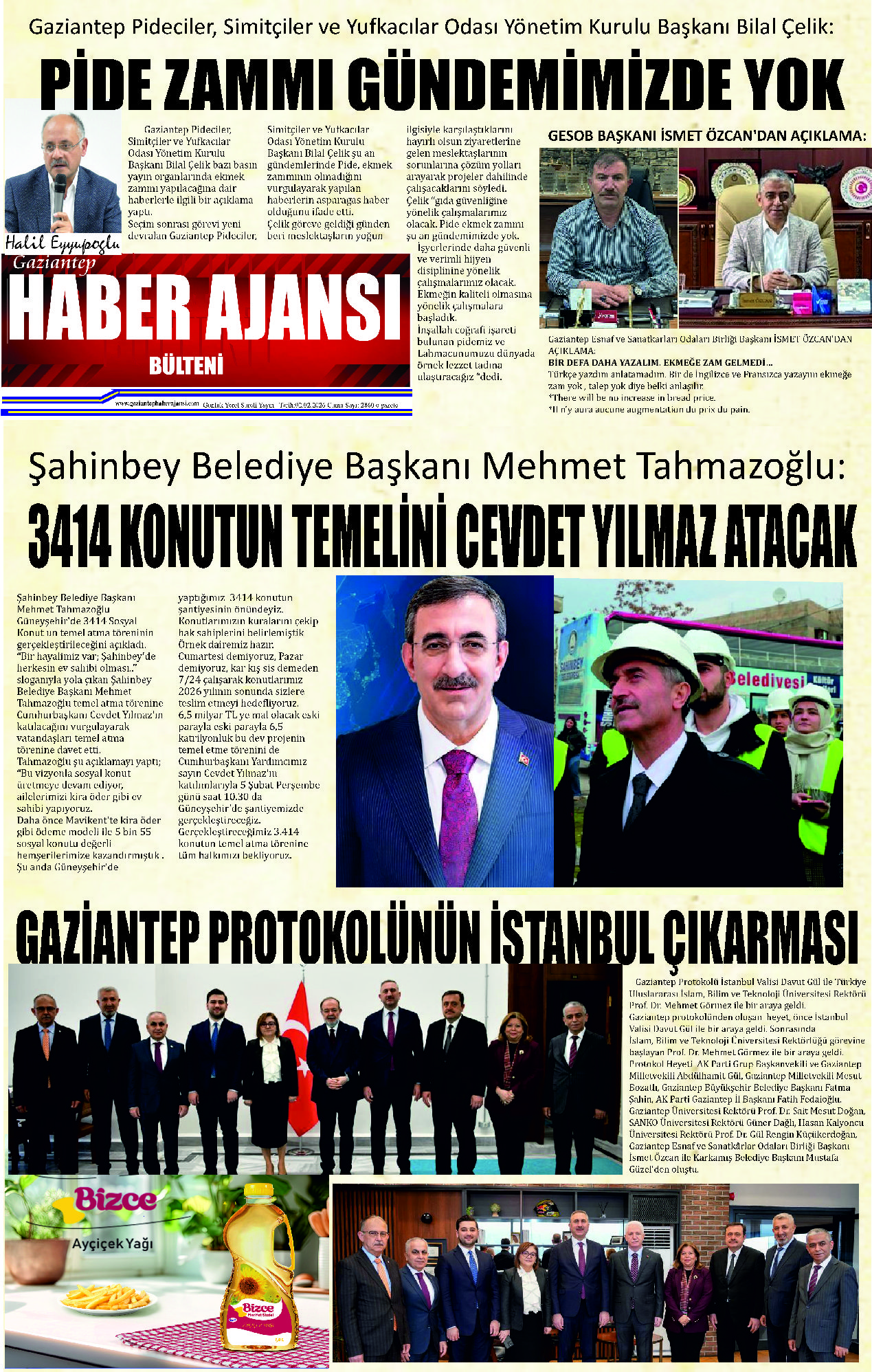 Gaziantep Haber Ajansı Bülteni Pazartesi 02.02.2026 e gazete
